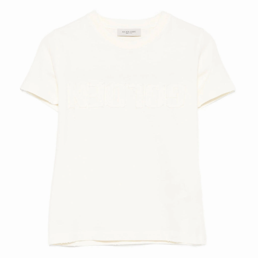 Golden Goose Distressed Cotton T-shirt With Logo Printed design Sustainable Production Process