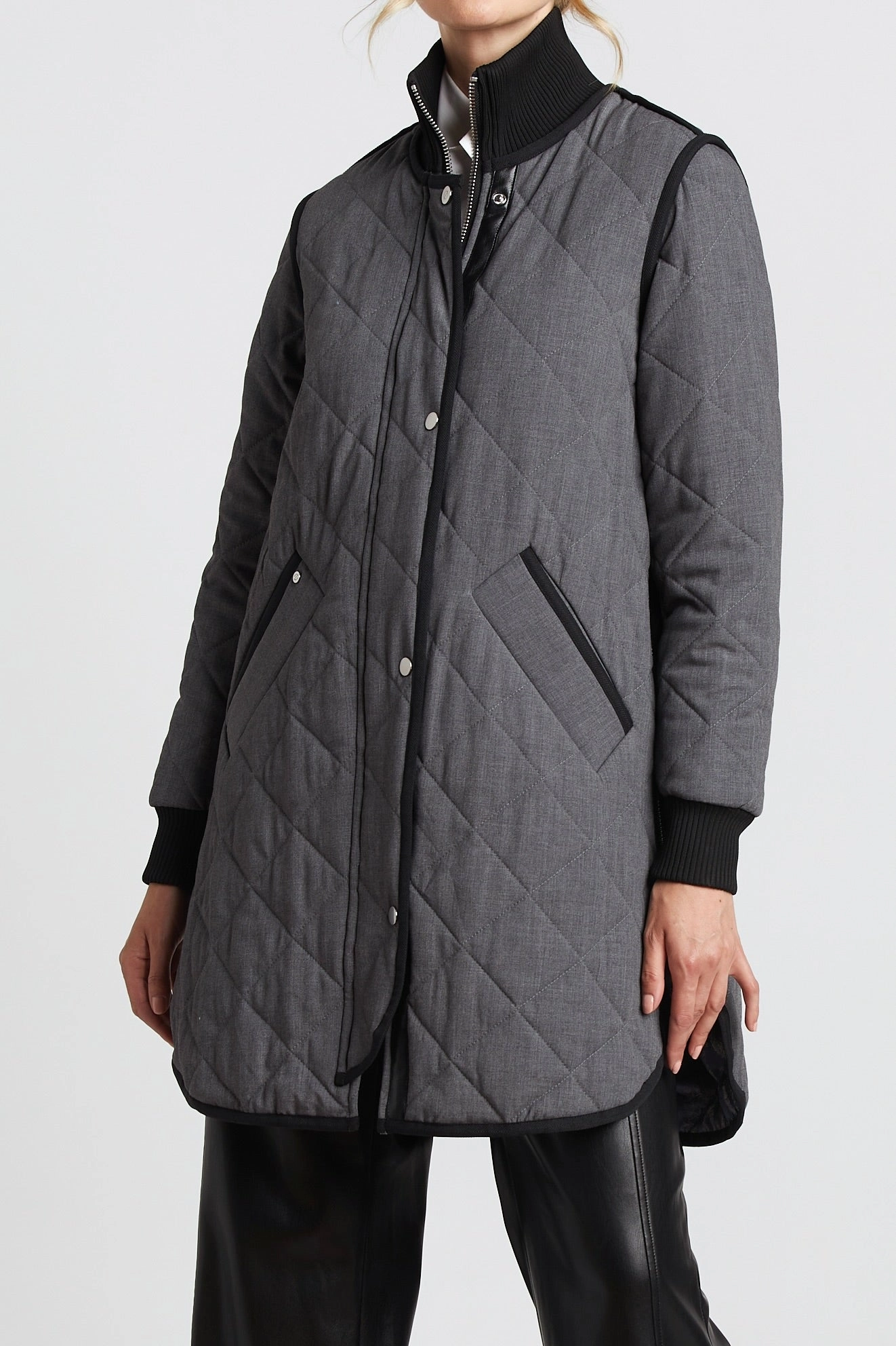 Smart Weather Style Breathable City Style Libby Quilted Full Zip Coat - Grey