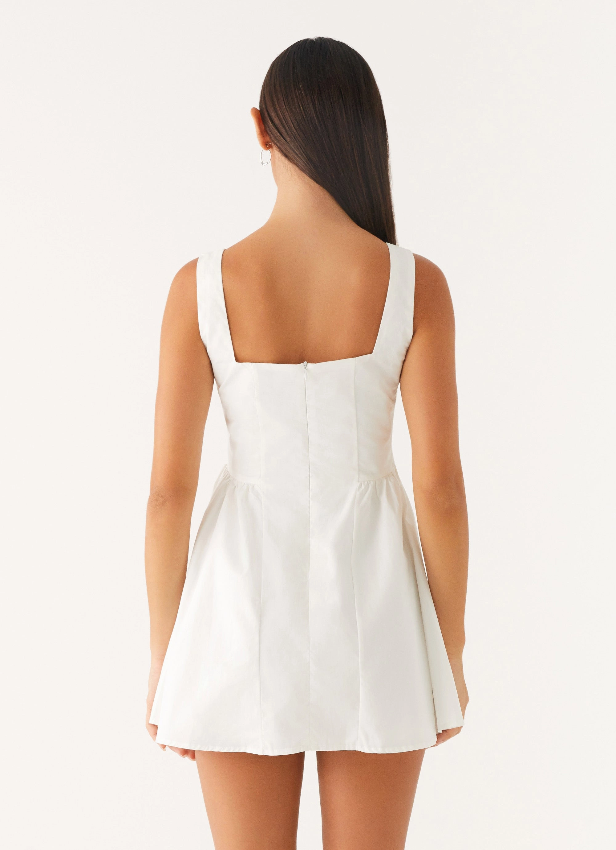 Unconditional Mini Dress - White Fitted Neat Coffee Break