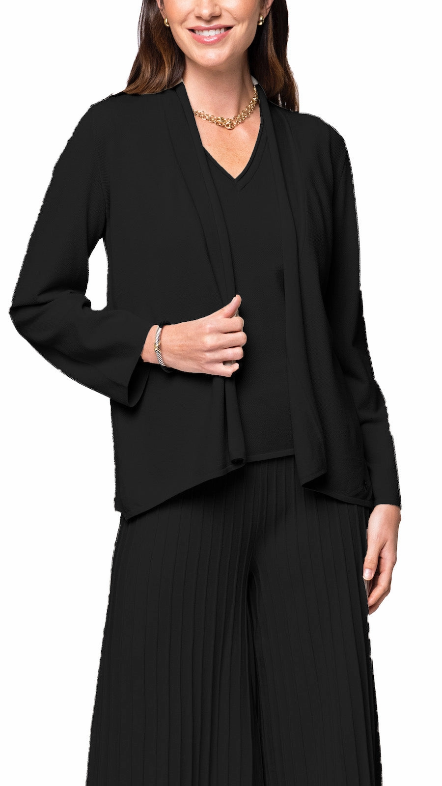 Amy Shawl Collar Cardigan - Black Cozy Wearable Relaxed Look