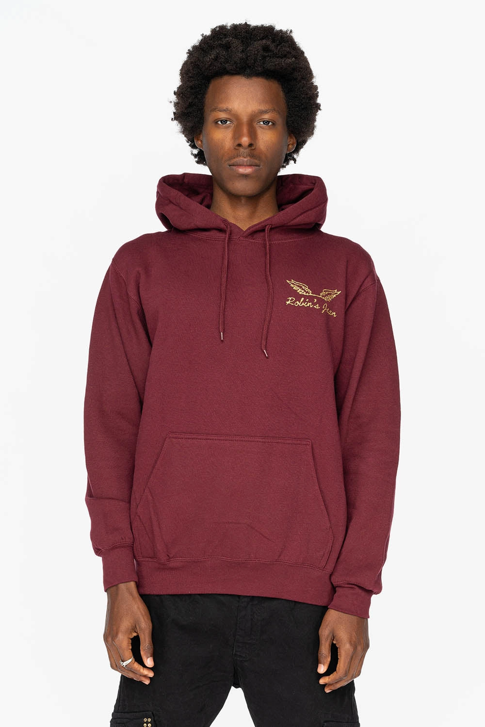 PULLOVER HOODIE IN BURGUNDY  WITH GOLD GLITTER FLEUR product vacation wear freedom product sustainability impact