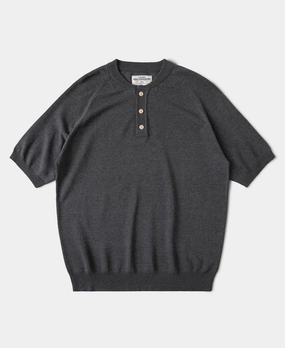 Wrinkle Resistant Finish Active Fashion Viscose Knit Short Sleeve Henley T-Shirt - Gray