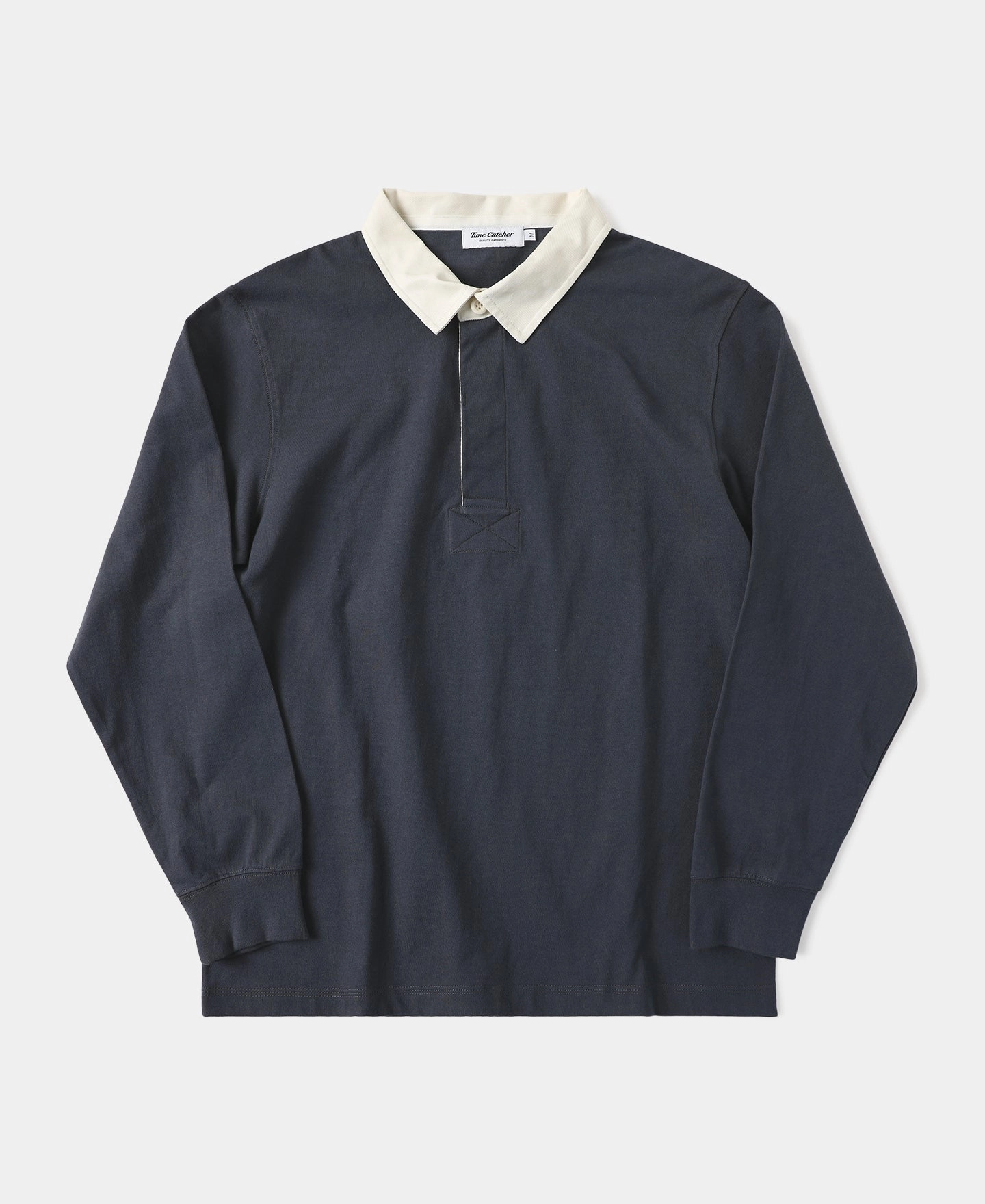 High-Quality Cotton Classic Fit Jersey Tubular Rugby Shirt - Blue Gray