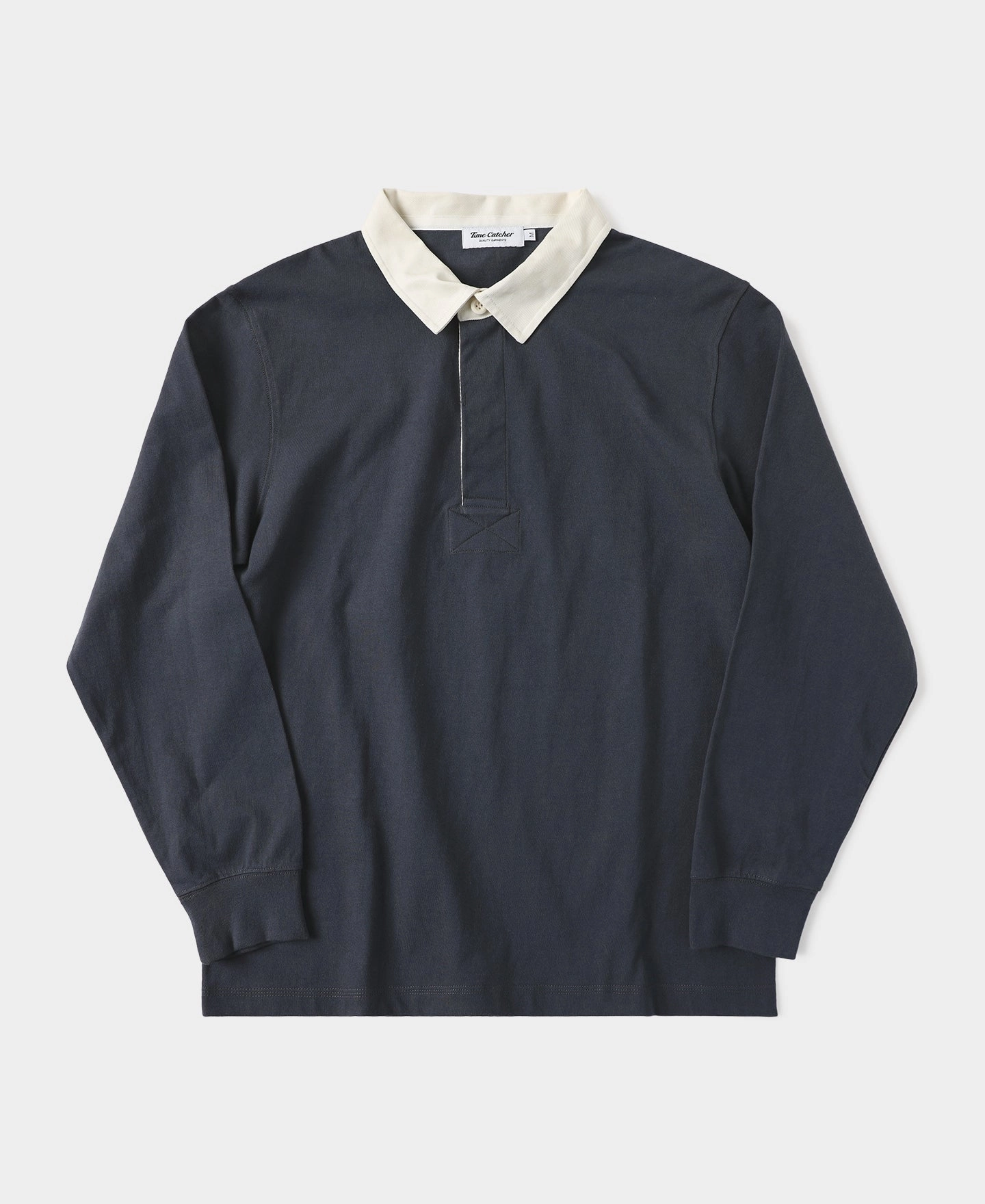 Adult sophistication Recycled Polyester Blend Classic Fit Jersey Tubular Rugby Shirt - Blue Gray