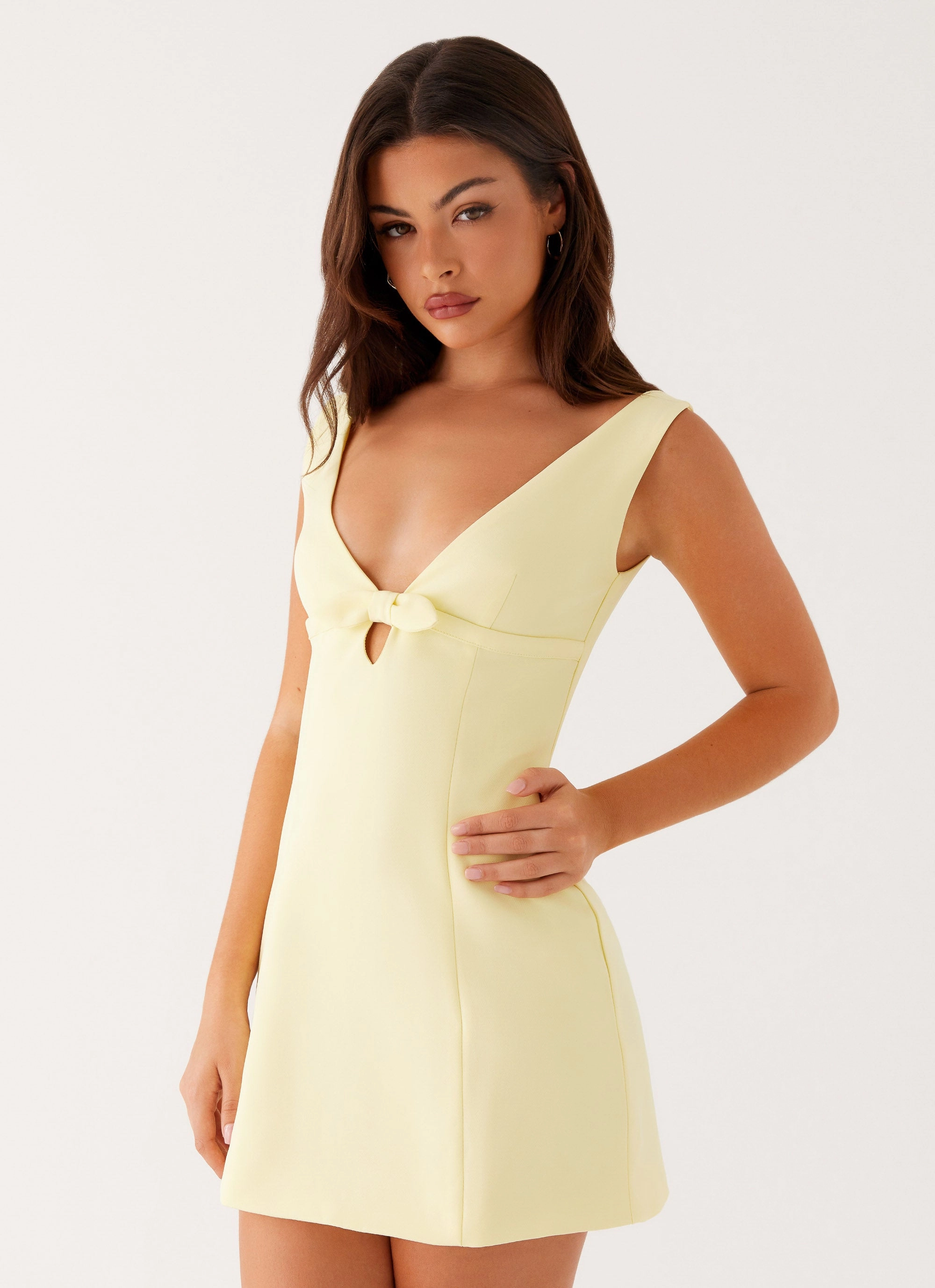 Earth Colors Open-back Caitlin Mini Dress - Yellow