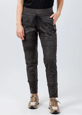 Street Ready Vegan Leather Candy Pants - Dark Brown
