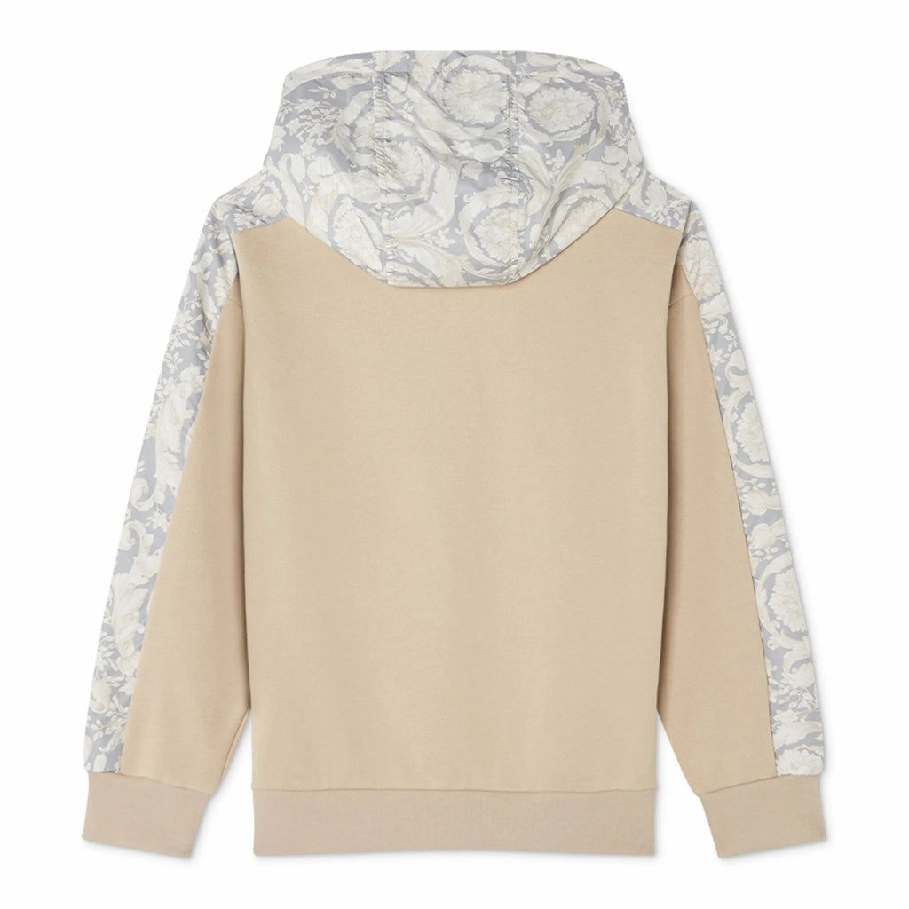 Drop Shoulder Silhouette TexturedSurface Versace Kids Barocco Sweat Hoodie