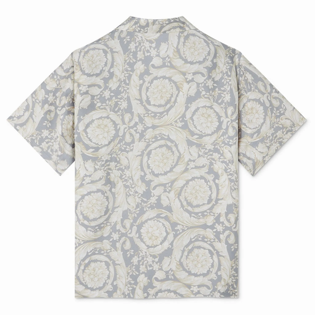 Ribbed Trims Versace Kids Silk Barocco Shirt