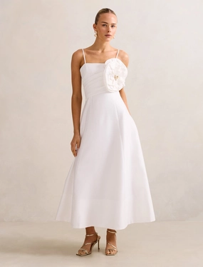 Felicia Structured Flower Midi Dress Color Glow Flowy Cut