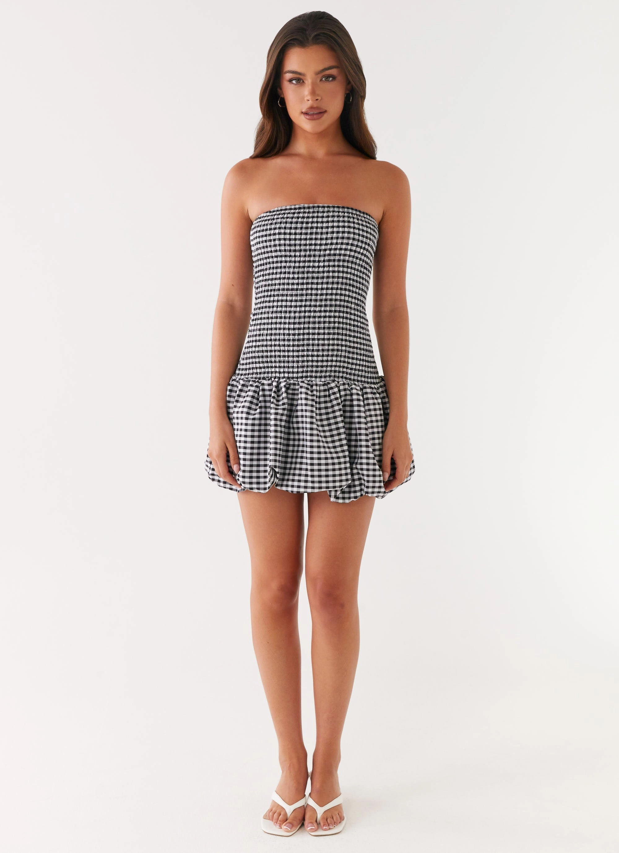 Effortless Vibe Martell Mini Dress - Black Gingham