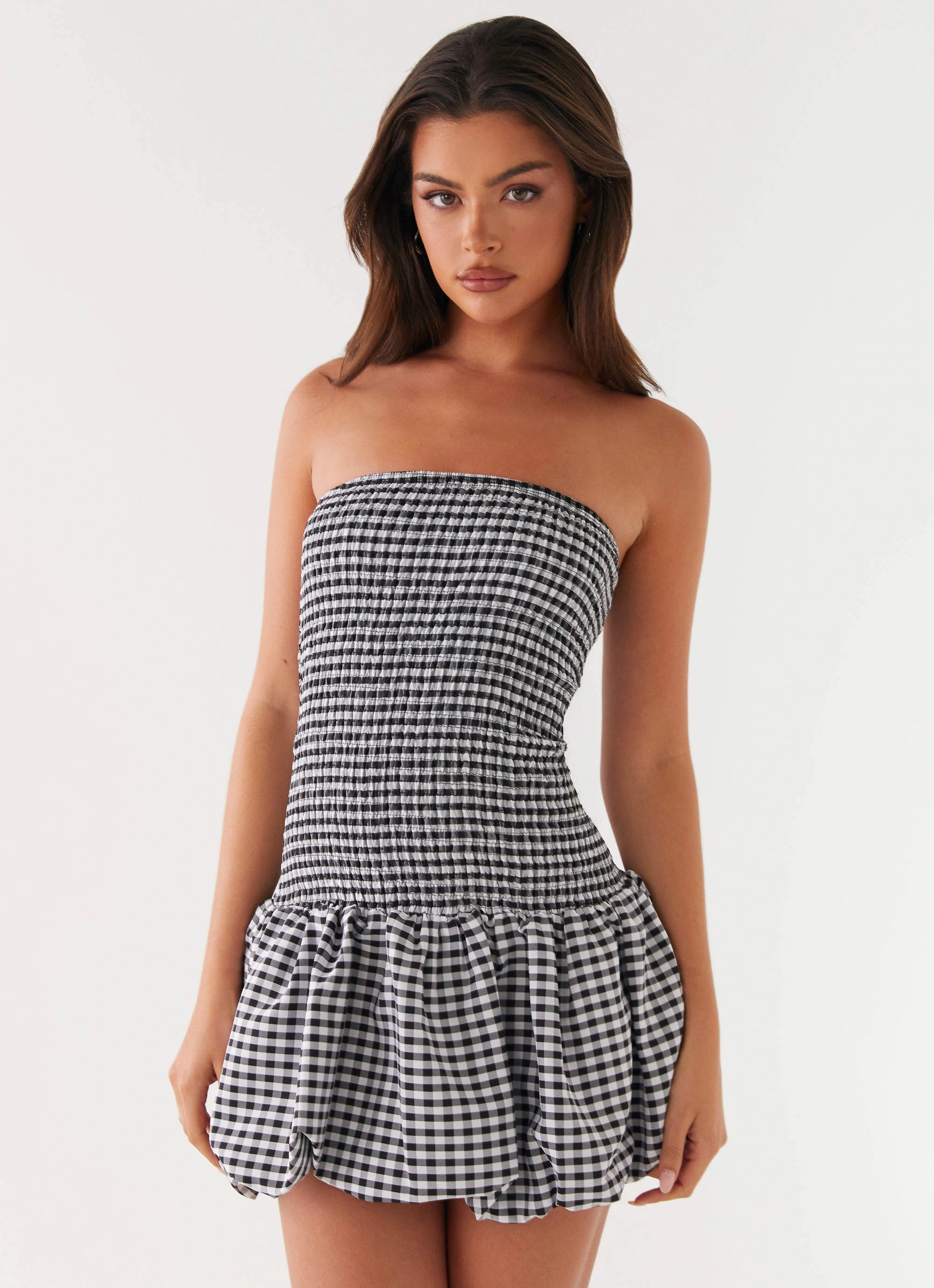 Martell Mini Dress - Black Gingham AntiPillTreatment