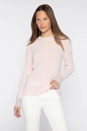 Contrast Trim Rib Crew Sweater Soft Knitwear