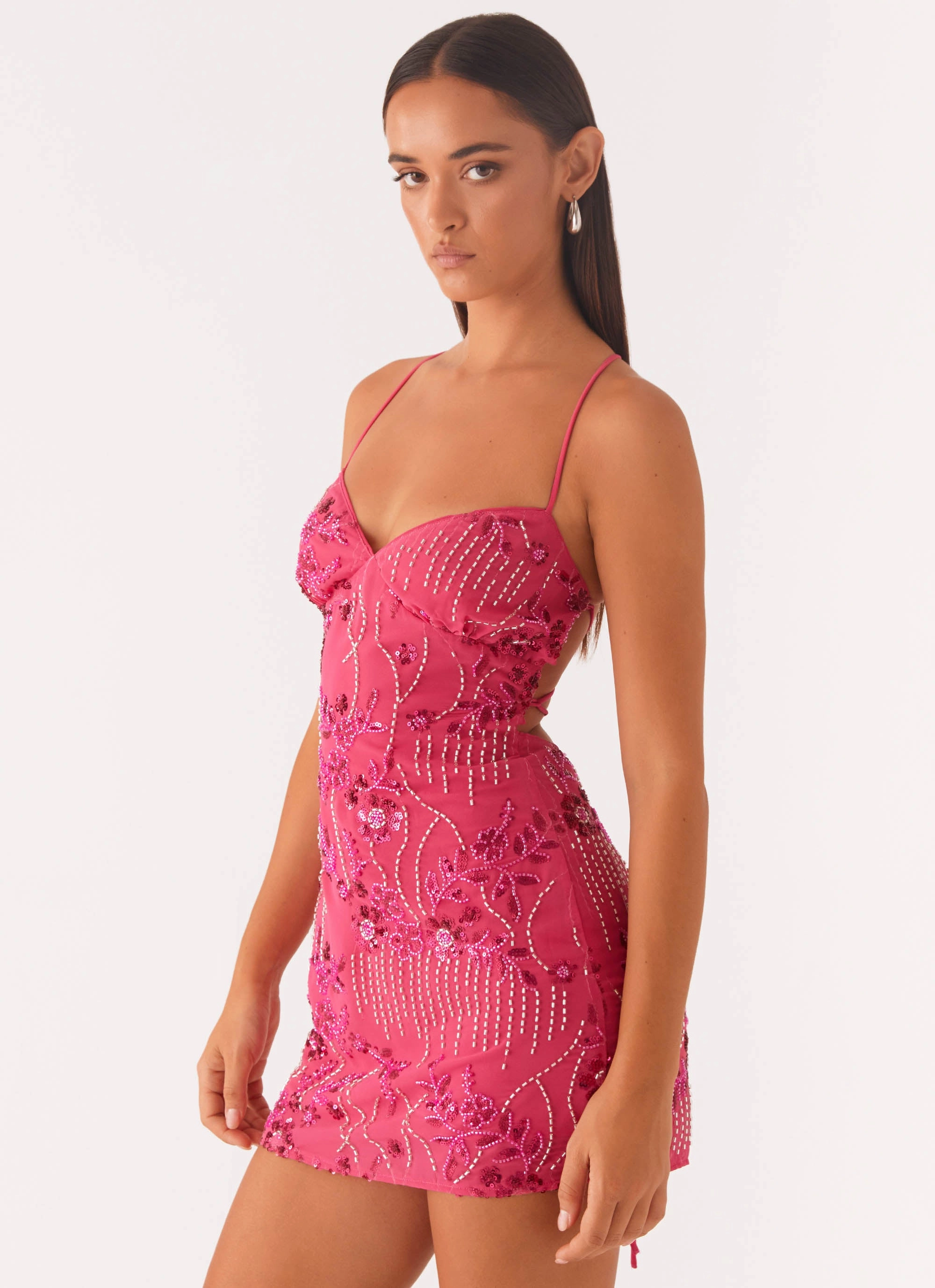 Vietta Sequin Cami Mini Dress - Fuchsia All Season