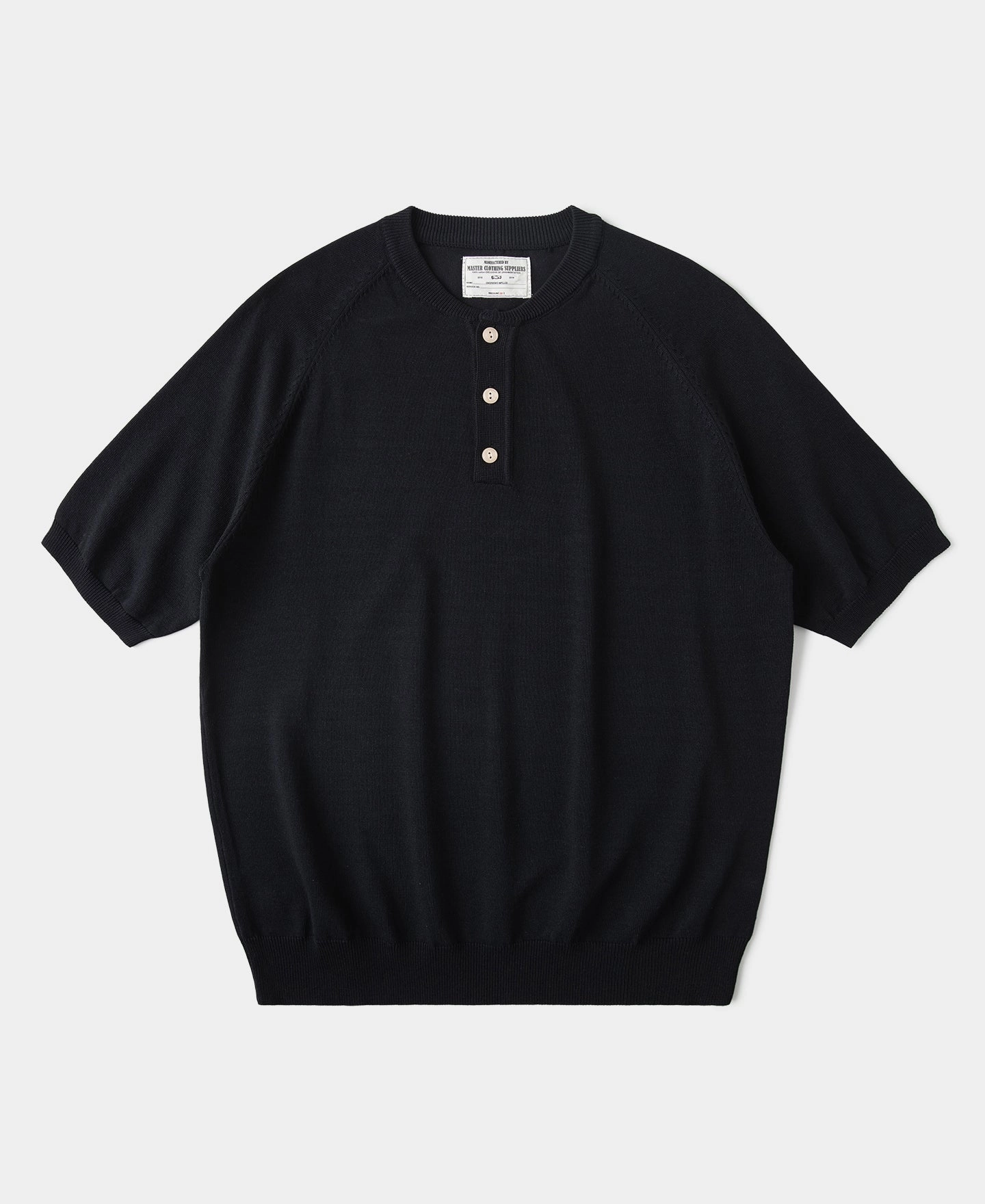 Viscose Knit Short Sleeve Henley T-Shirt - Black LayeringFriendly Cool Weather Wear