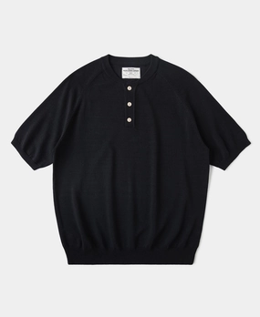 Viscose Knit Short Sleeve Henley T-Shirt - Black LayeringFriendly Cool Weather Wear