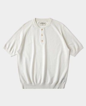 Casual Layering Wear Premium Comfort Viscose Knit Short Sleeve Henley T-Shirt - White