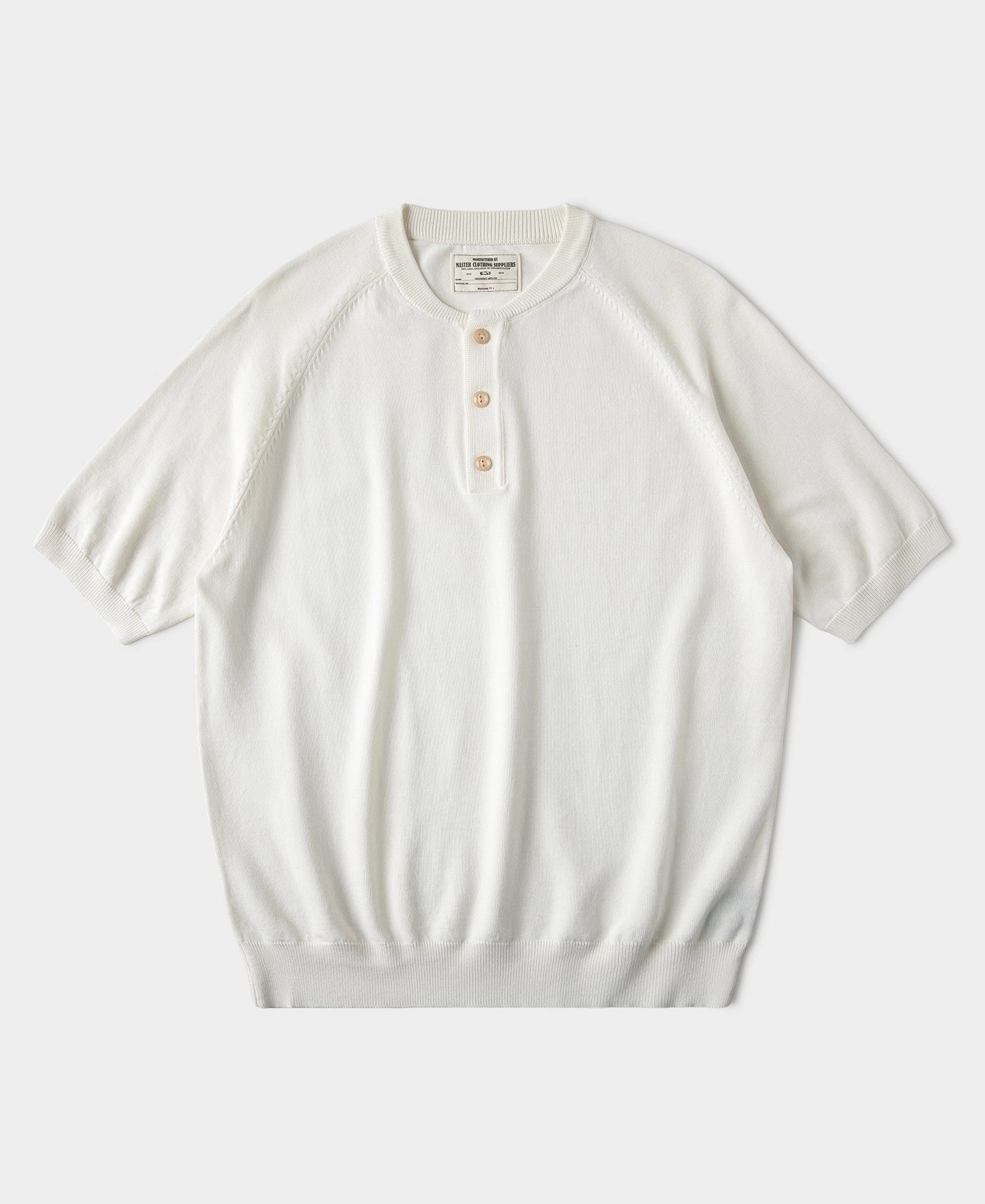 Viscose Knit Short Sleeve Henley T-Shirt - White Easy-to-Style Top