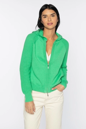 Recycled Yarn Soft touch layer Rib Detail Zip Hoodie