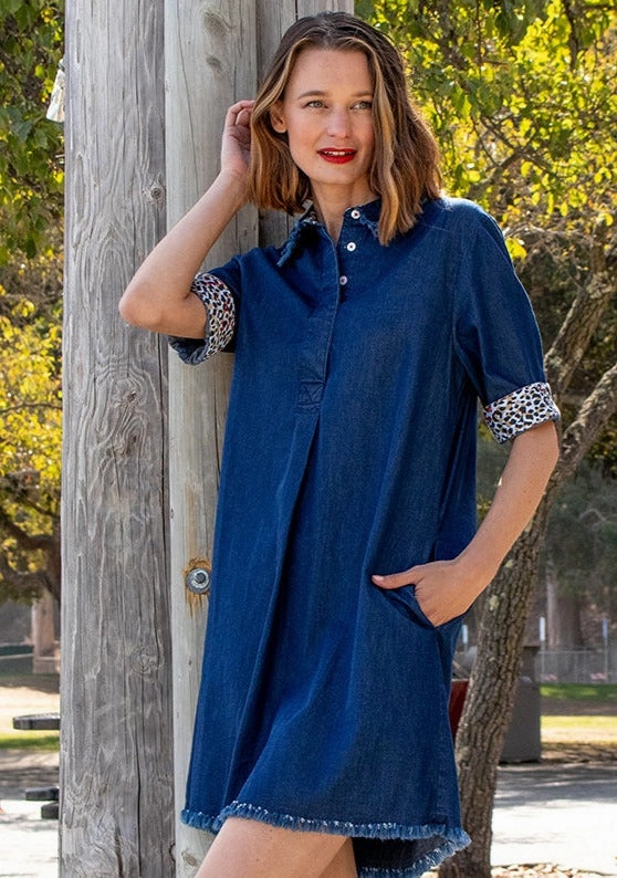 Love Glow Asymmetrical hem Hyannis Denim Dress