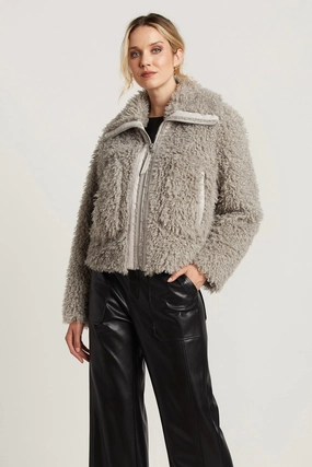 CompressionPackableFabric Carrie Short Mongolian Faux Fur Coat - Cloud