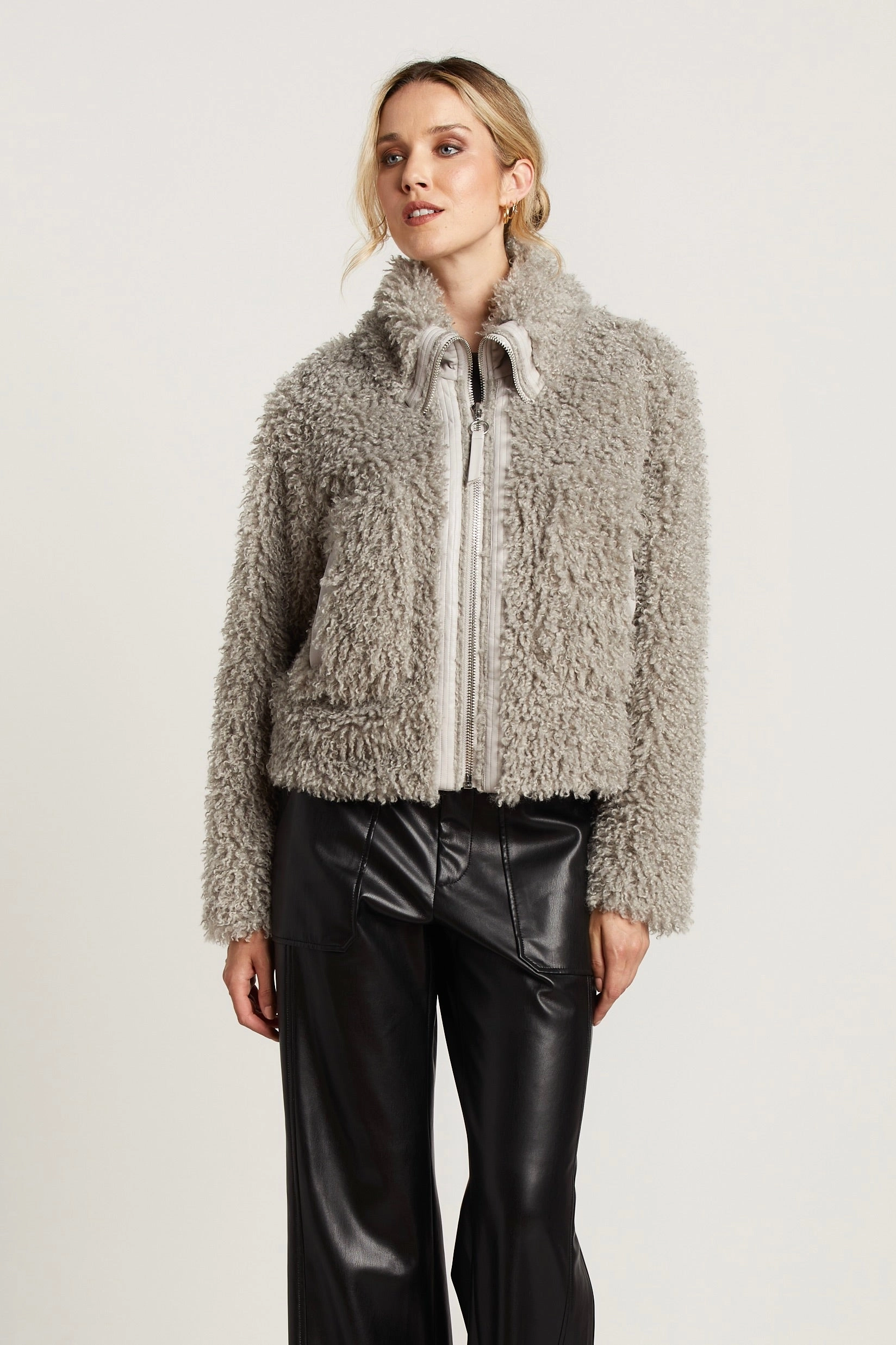 Carrie Short Mongolian Faux Fur Coat - Cloud StretchableMaterial