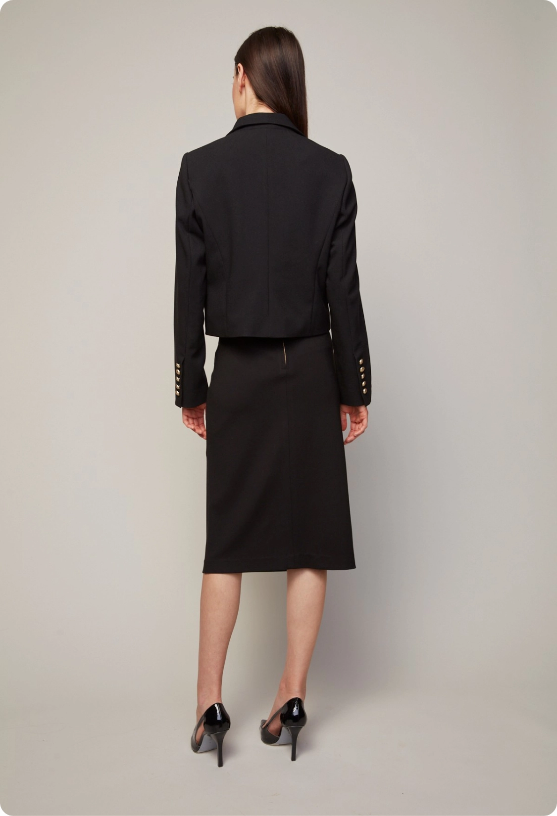 Bing Stretch Pencil Skirt With Zipper Detail - Black Clean Fit