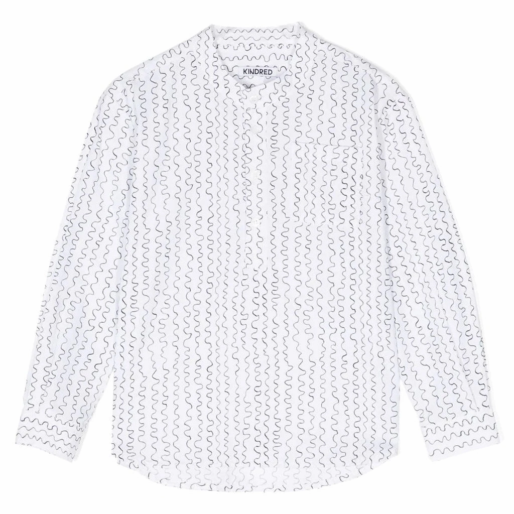 Wave-Print Long Sleeve Shirt simple design