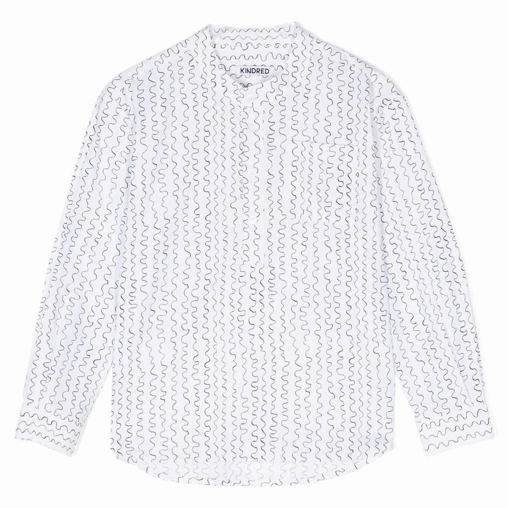 Interlock Weave Wave-Print Long Sleeve Shirt
