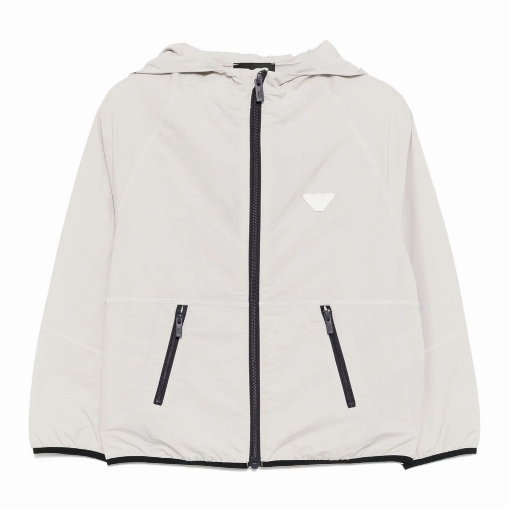 Emporio Armani Junior Eagle Logo Hooded Jacket Abrasion Resistant Fabric