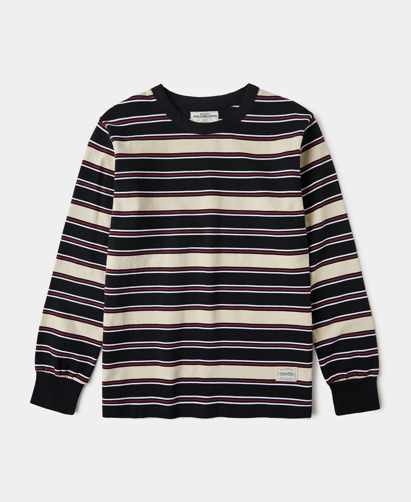 Versatile Design Stylish Day Wear Multi-Stripe Long Sleeve T-Shirt - Beige/Black