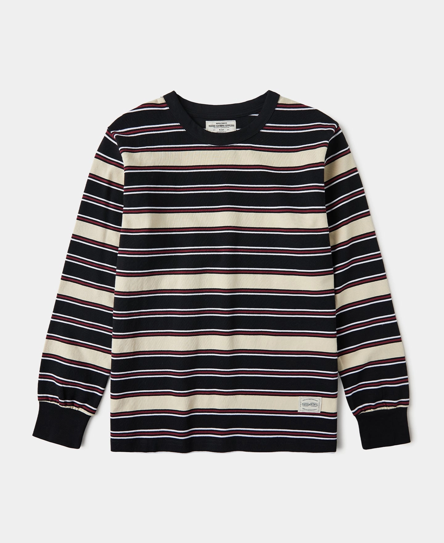 Multi-Stripe Long Sleeve T-Shirt - Beige/Black Comfortable Piece Fashionable Layer