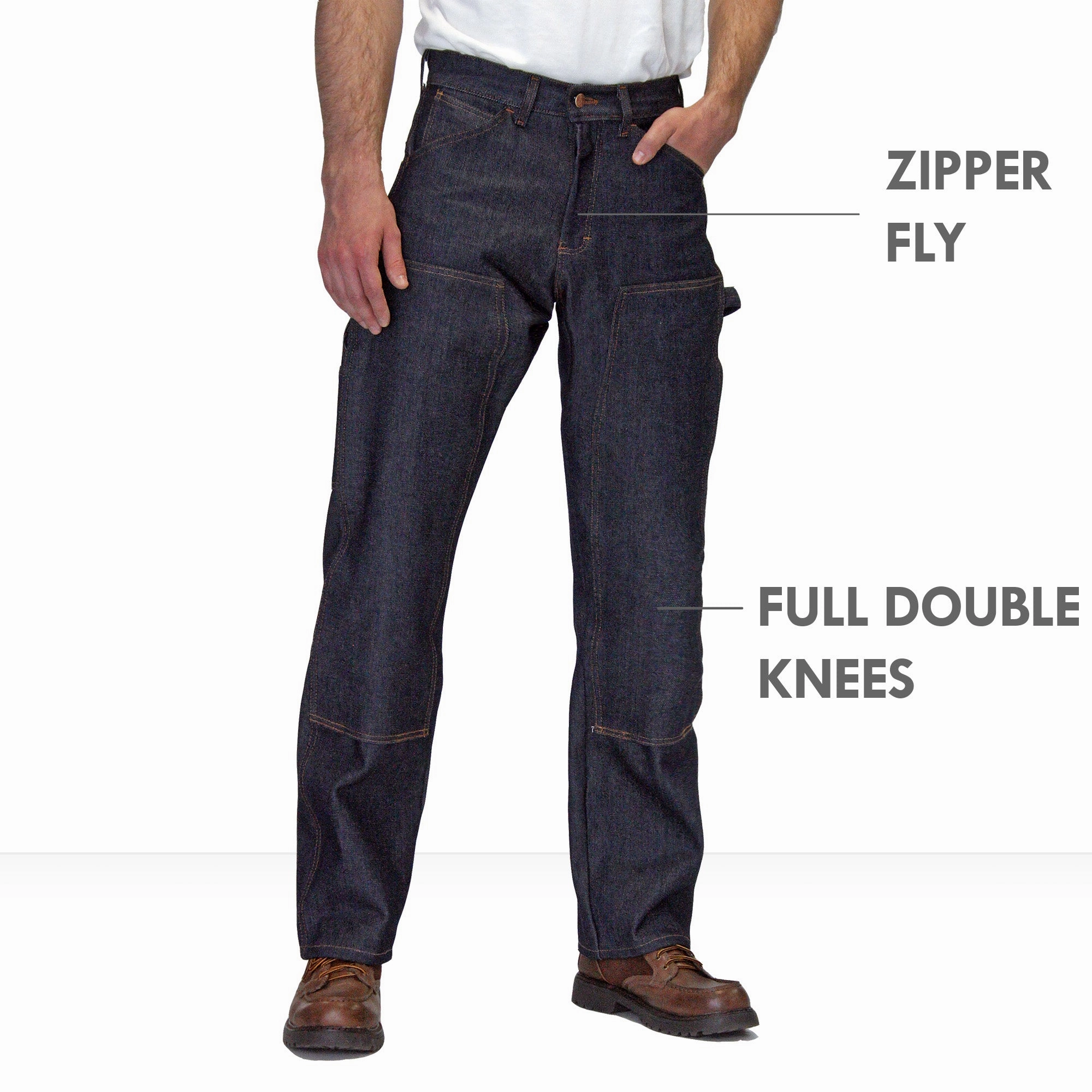 #3303 Double-Front Jean Carpenter Dungarees - MADE IN USA Textured Loose Luxury