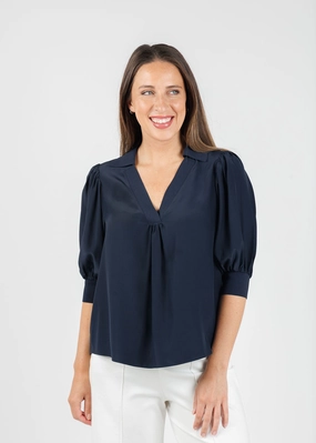 Weldon Top - Navy Tailored Silhouette Fitted Silhouette