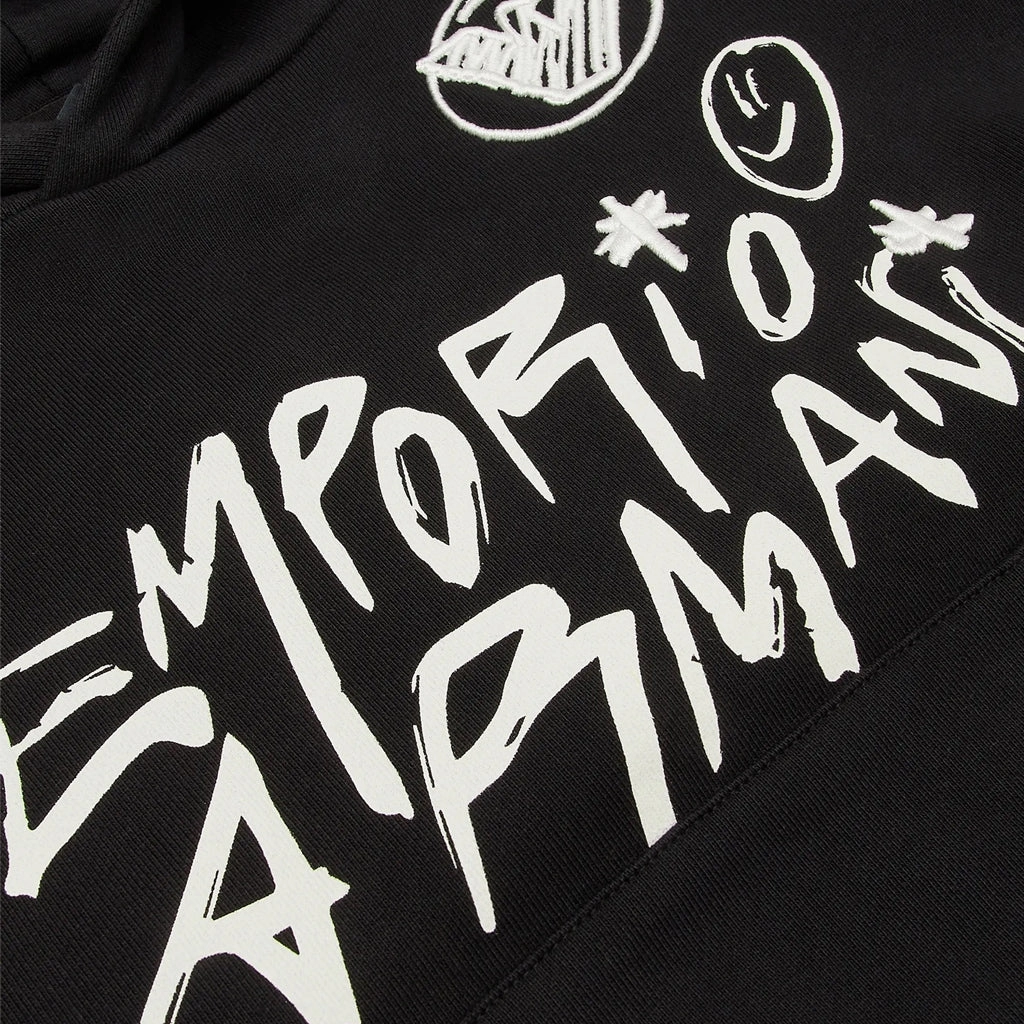 Sporty Touch Extended Coverage Emporio Armani Junior Ea Crew Hooded Sweatshirt In Jersey With Graffiti Logo Print