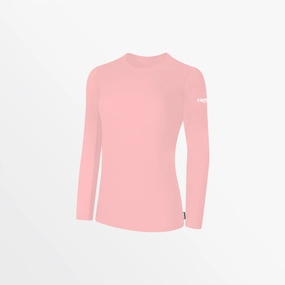 Wear Resistant Fabric Curved Hem Design WOMEN'S BASICS LONG SLEEVE COTTON TEE