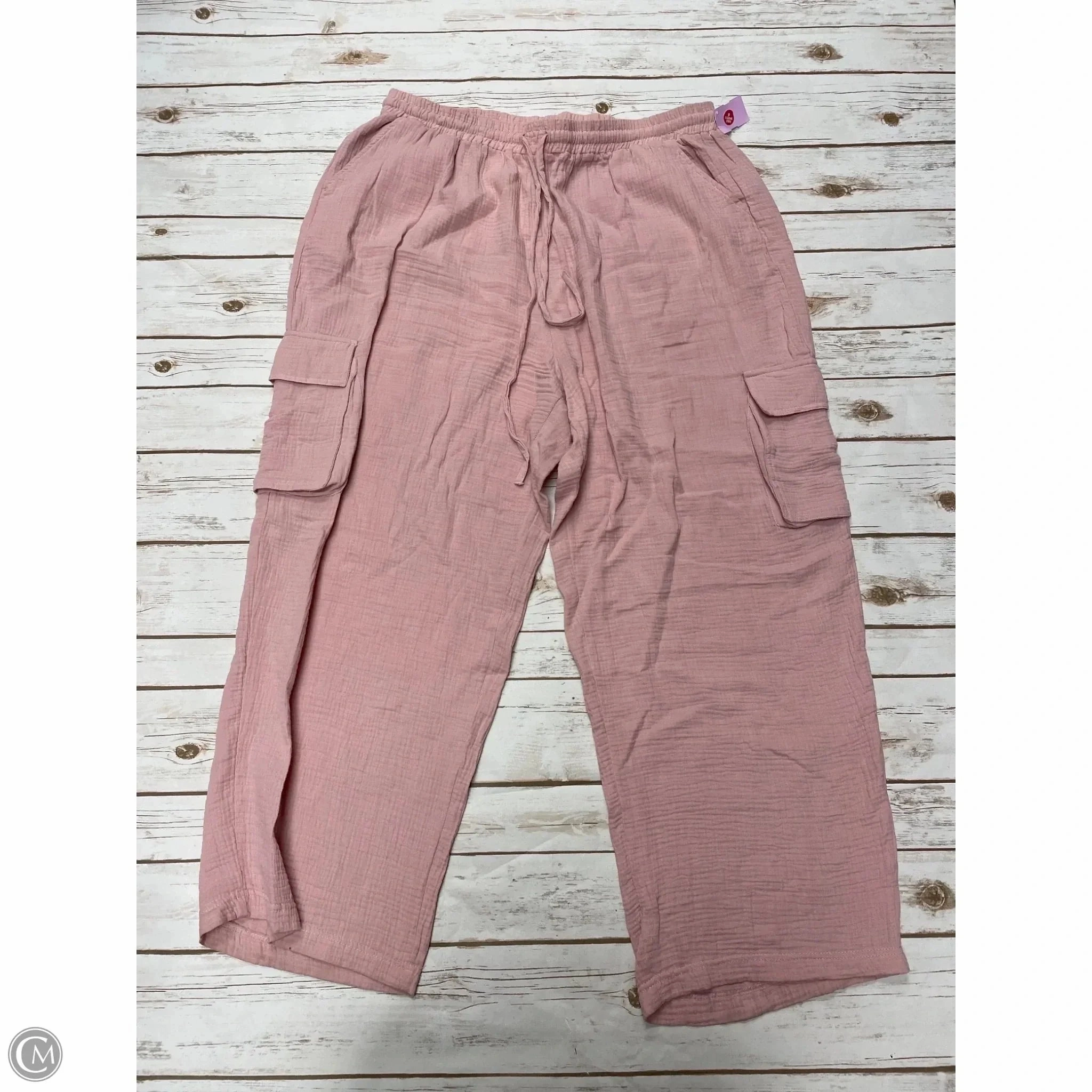 Comfy Motion Pants Linen By Cme In Pink, Size: 2x