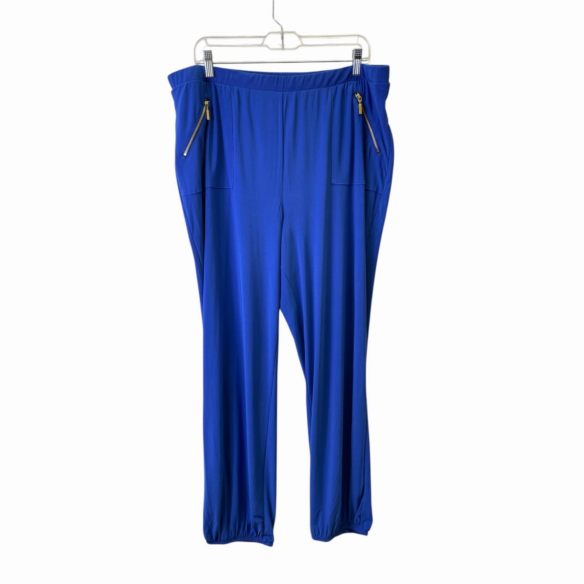 Soft Lines Core Movement Pants Joggers By Nina Leonard In Blue, Size:1X