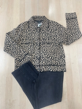 Office Attire Cool Weather Tribal Double Knit Button-Front Animal Cardi