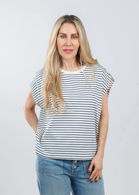Contemporary Style Unisex Design Anita Top - Navy Stripe