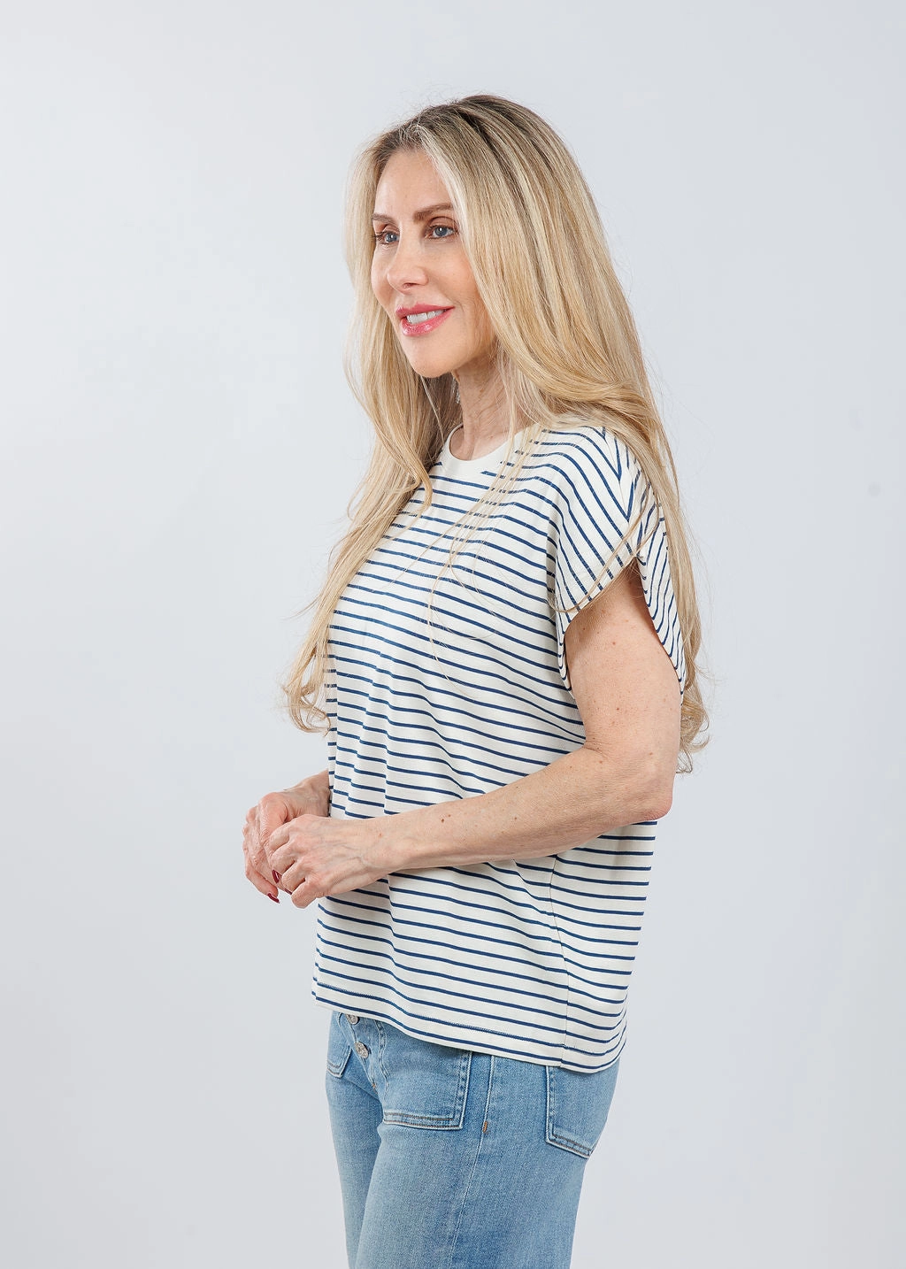 Anita Top - Navy Stripe Versatile Layer
