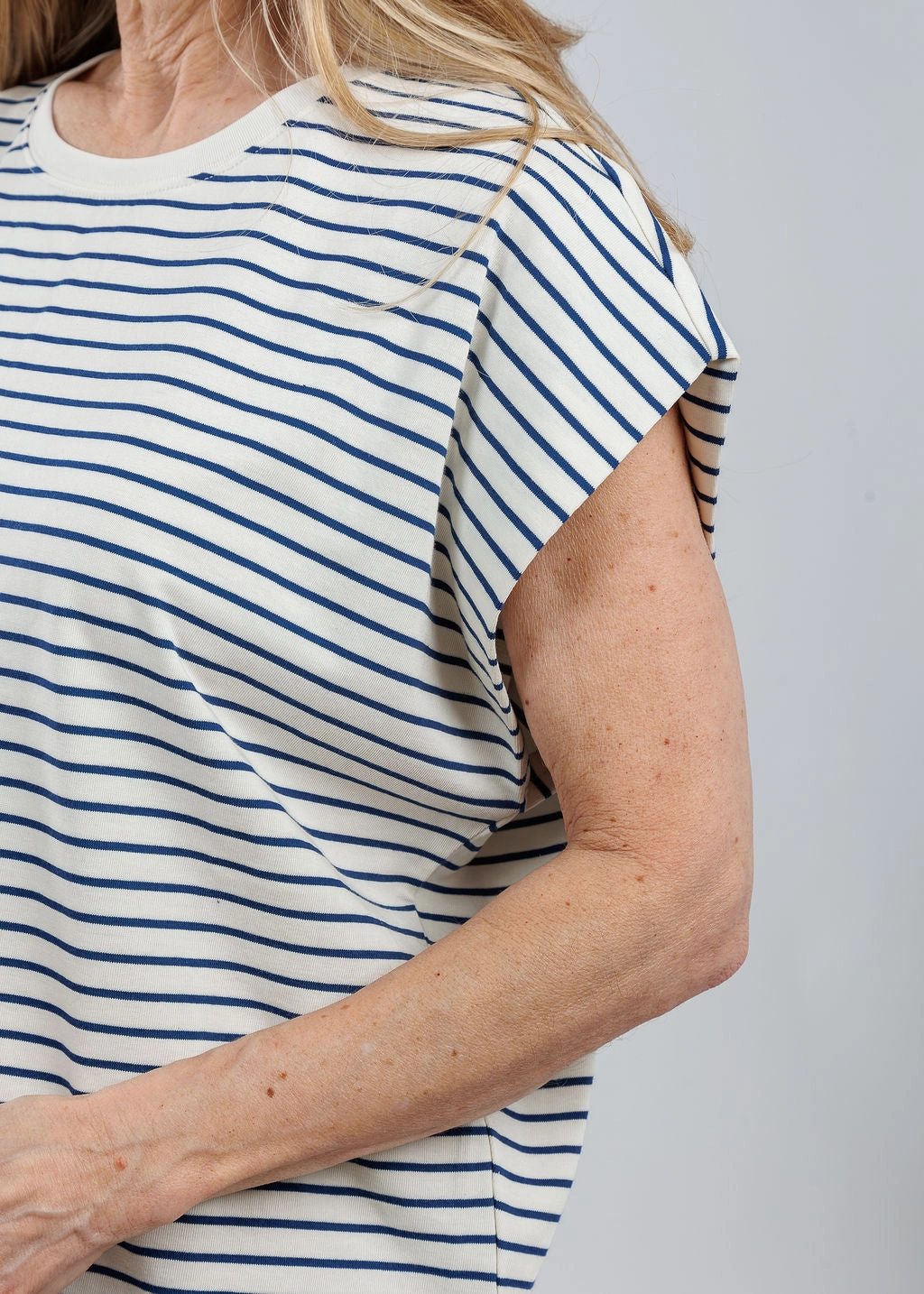 Twill Weave Anita Top - Navy Stripe