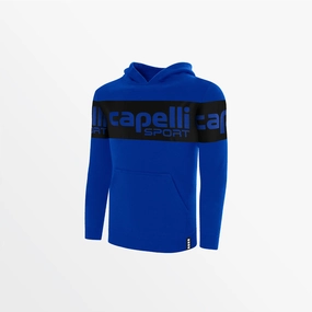 YOUTH LOGO STRIPE FLEECE PULLOVER HOODIE TactileWeave Fade Resistant Dye