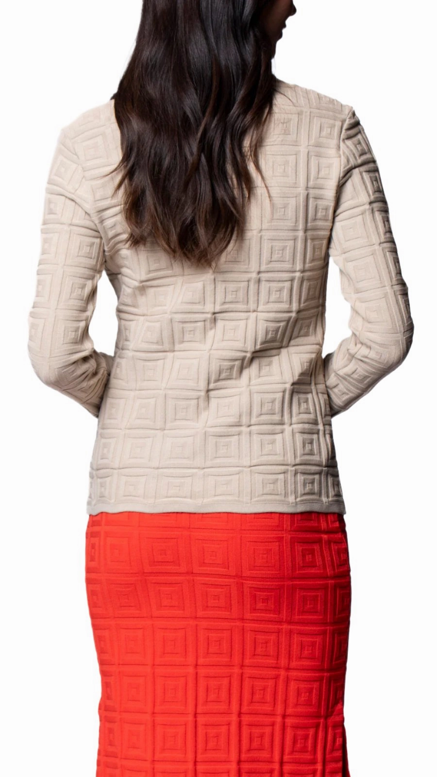 Magnetic Fastenings Zoe Square-Detail Knit Jacket - Warm Beige